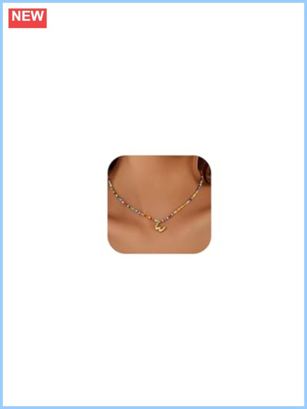 Personalized Initial Necklace Colorful Beaded Letter Pendant Adjustable Choker